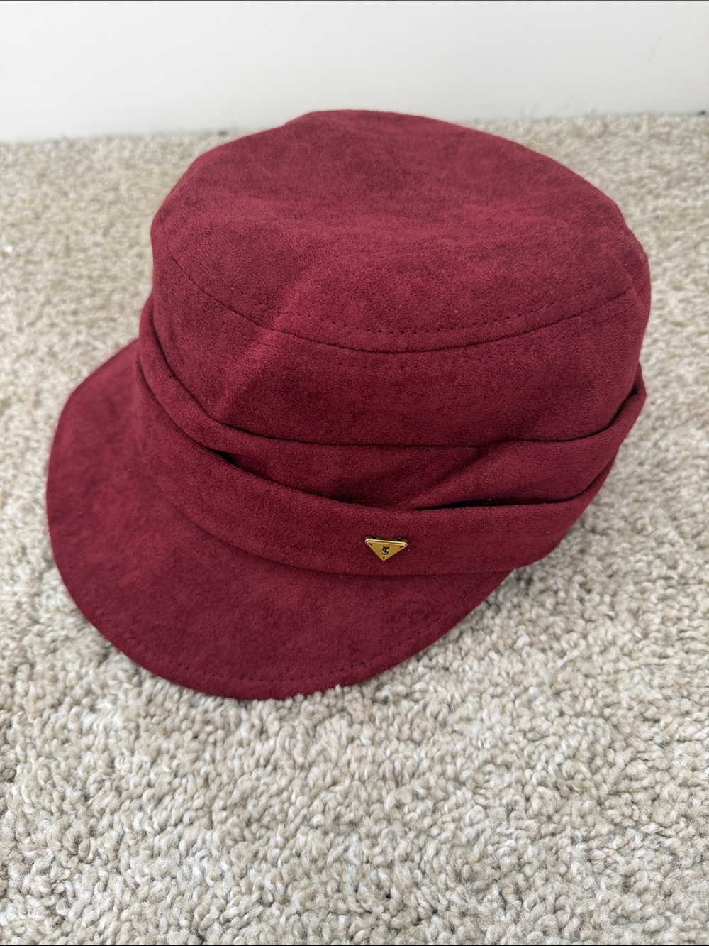 Women's Burgundy Cadet Hat with Subtle Metal Accent